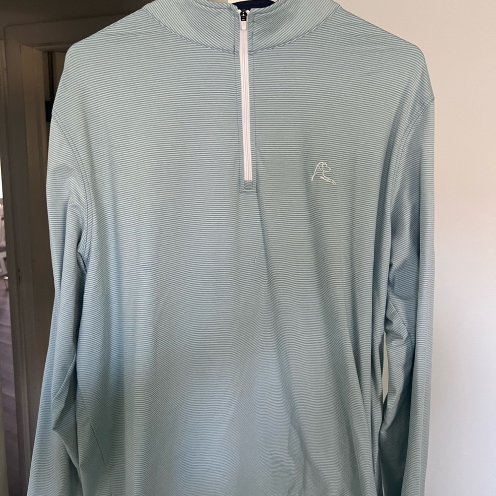 Light Blue Striped Quarter-Zip Pullover